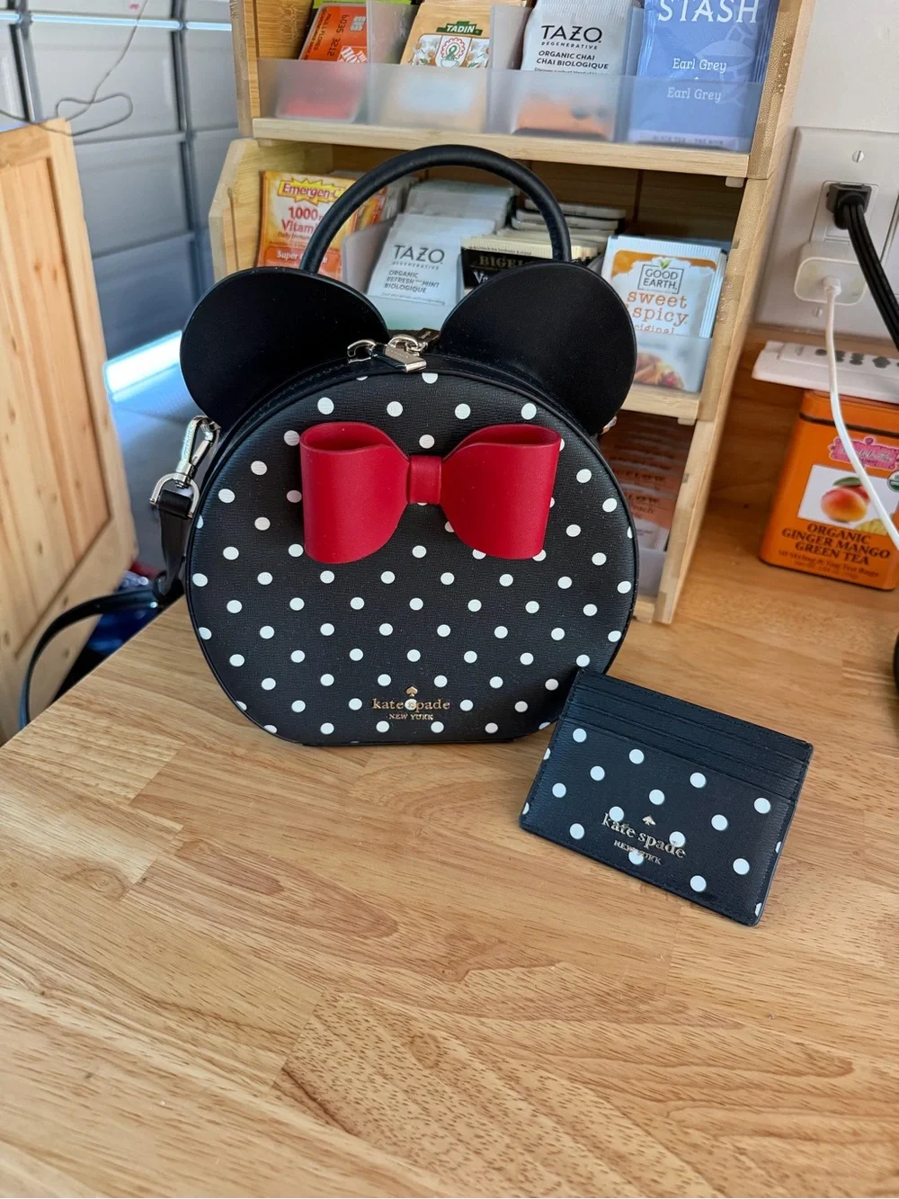 kate spade Black Polka Dot Minnie Bow Backpack & Cardholder Set